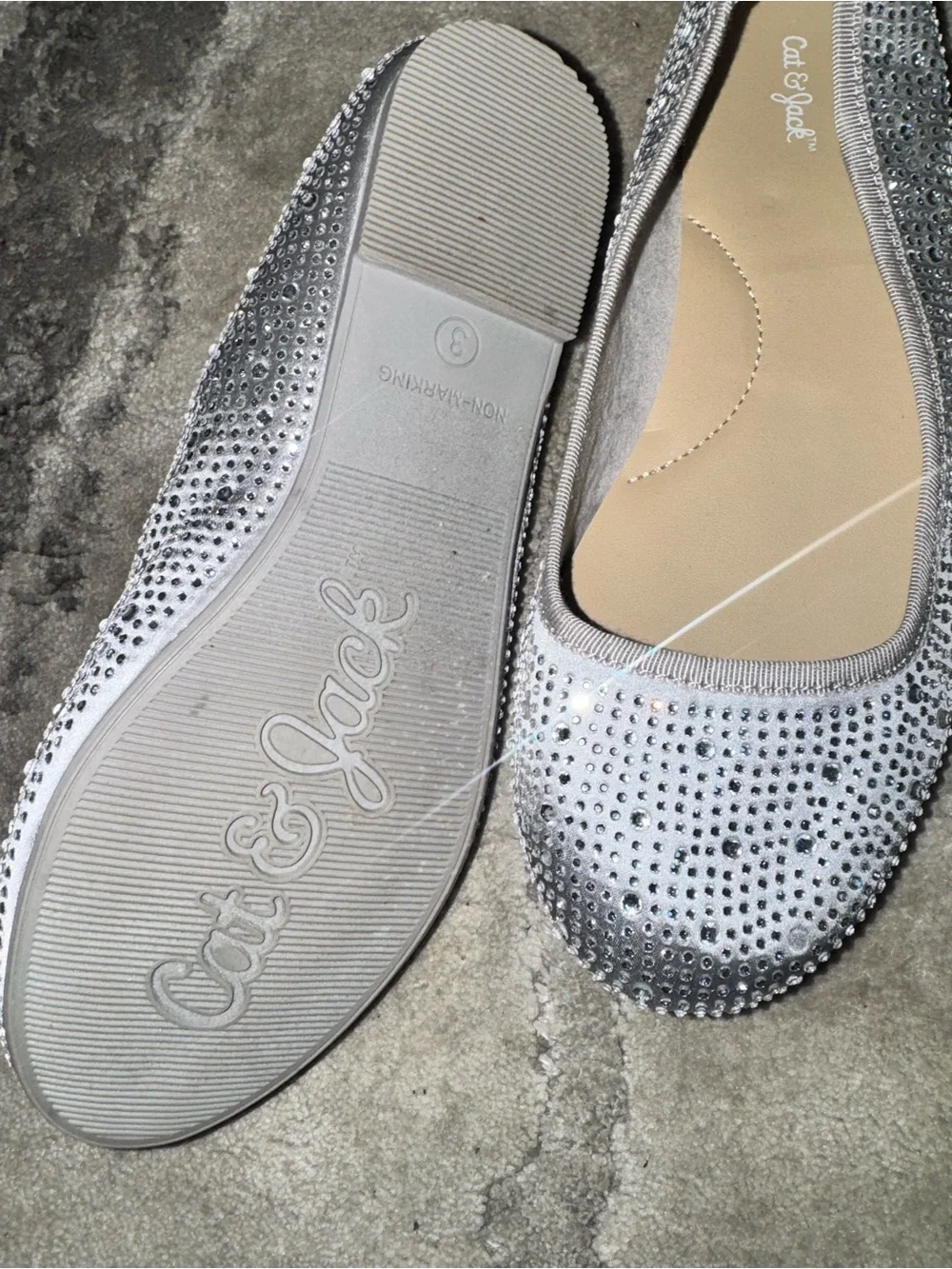 Cat & Jack Silver Crystal Ballet Flats for Girls